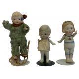 Bisque Porcelain Frozen Charlotte Dolls Antique Set of 3
