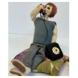 Vintage Cloth Doll Pair Klumpe Roldan Folk Art Telephone Scene