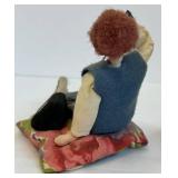 Vintage Cloth Doll Pair Klumpe Roldan Folk Art Telephone Scene