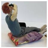 Vintage Cloth Doll Pair Klumpe Roldan Folk Art Telephone Scene