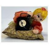 Vintage Cloth Doll Pair Klumpe Roldan Folk Art Telephone Scene