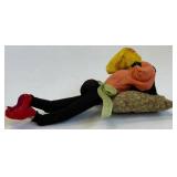 Vintage Cloth Doll Pair Klumpe Roldan Folk Art Telephone Scene