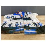 Open Front Top with Cloth Belt Horse Print - Size Women