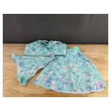 Palm Tree Three Piece Bathing Suit - Womens Medium - Brand New
