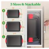 Carbon Steel Non-stick Kitchen Oven Baking Pan Set - 3 Sizes & Stackable - Brand New