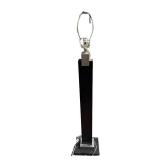 Tall Black Pedestal Lamp with metal ring top and cord *S