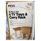 PDG 5 Piece Set 4 TV Trays & Carry Rack *S