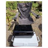 Rubbermaid 68 qt Cooler, Camp Grill and Foldable Camp Chair *S