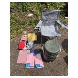 Igloo Industrial 5-Gallon Drinking Water Cooler with Camping Chair and Picnic Supplies *S