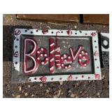 Brown Metal Tiles with Copper Inlay Wall Decor, Glass Believe dish, Note Holder, Glass dish *S