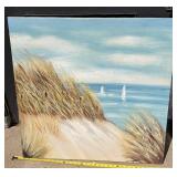 Beach Dunes with Sailboats 32" Landscape Oil Painting Canvas *S