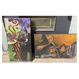 Abstract Jazz Paintings - Pair of Musical Instrument Scenes *S