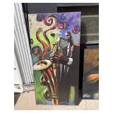 Abstract Jazz Paintings - Pair of Musical Instrument Scenes *S