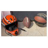 Spalding Basketball, Wilson Football & Orange Snell Motorcycle XXL Helmet *S