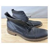 Black Leather Lace-Up Dress Boots - Men