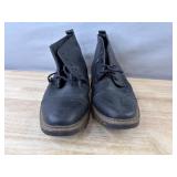 Black Leather Lace-Up Dress Boots - Men