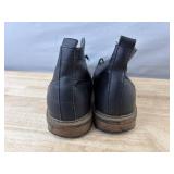 Black Leather Lace-Up Dress Boots - Men