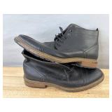 Black Leather Lace-Up Dress Boots - Men