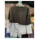 Black Sweatshirt with Denim Bottom Size Unisex Large - Brand New