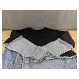 Black Sweatshirt with Denim Bottom Size Unisex Large - Brand New
