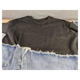 Black Sweatshirt with Denim Bottom Size Unisex Large - Brand New