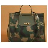 Green and Brown Camouflage Tote Purse 12.8" x 10.4" x 5.7" - Brand New