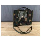 Green and Brown Camouflage Tote Purse 12.8" x 10.4" x 5.7" - Brand New