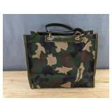 Green and Brown Camouflage Tote Purse 12.8" x 10.4" x 5.7" - Brand New