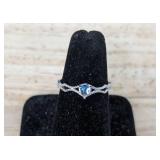 Princess with Blue Stone and Knight Adjustable Silver Color Rings - Brand New