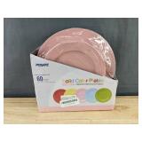 Posate Pink Plastic Plates, 60 Total - Brand New