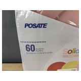 Posate Pink Plastic Plates, 60 Total - Brand New