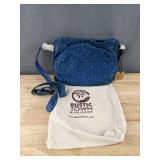 Rustic Town Blue Leather Purse 11" - Brand New