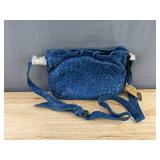 Rustic Town Blue Leather Purse 11" - Brand New