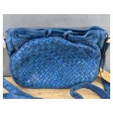 Rustic Town Blue Leather Purse 11" - Brand New