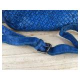 Rustic Town Blue Leather Purse 11" - Brand New