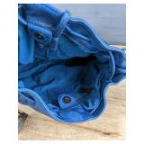 Rustic Town Blue Leather Purse 11" - Brand New