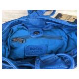 Rustic Town Blue Leather Purse 11" - Brand New