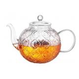 Borosilicate Glass Teapot With Removable Infuser 32 Oz Crabapple Pattern - Brand New