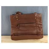 Valenchi Genuine Leather Large Capacity Shoulder Purse Brown - Brand New
