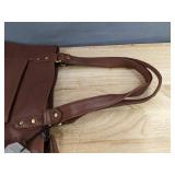 Valenchi Genuine Leather Large Capacity Shoulder Purse Brown - Brand New