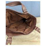 Valenchi Genuine Leather Large Capacity Shoulder Purse Brown - Brand New