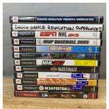 12 PlayStation 2 Games - Dance Dance Revolution, NCAA Football, Sims, Harley-Davidson, NHL 2K7, ESPN NHL 2K5, Etc. *C