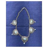 Turquoise-Inlay Ornate Chain Necklace with Clasp *S