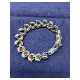 Textured Metal Link Stainless Steel Bracelet with Fox Head Design *S