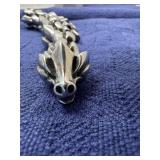 Textured Metal Link Stainless Steel Bracelet with Fox Head Design *S
