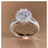 2 Carat Moissanite Silver Plated Engagement Promise Ring, Size 9 - Brand New