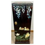 Vintage Carved Lacquer Asian Cabinet