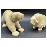 Hand Made Canadian Inuk Eskimo SoapStone Art Animals - Polar Bear,Yak , Loon and Whale