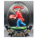 Vintage Cast Iron "No Smoking" Wall Sign from Virginia Metalcrafters - Hand Cast & Hand Painted