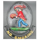 Vintage Cast Iron "No Smoking" Wall Sign from Virginia Metalcrafters - Hand Cast & Hand Painted